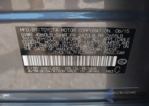 2015 Lexus Gs 350 из США, поврежденный, VIN JTHCE1BL7FA006889